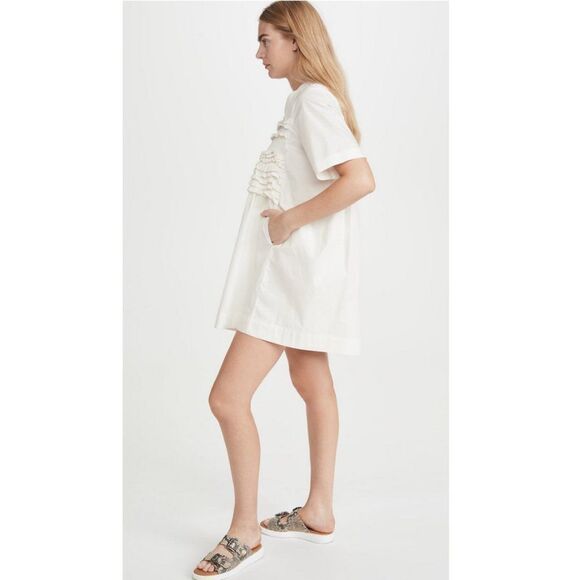 English Factory Sz. S White Short Sleeve Ruffle Tee Dress - Picture 3 of 16
